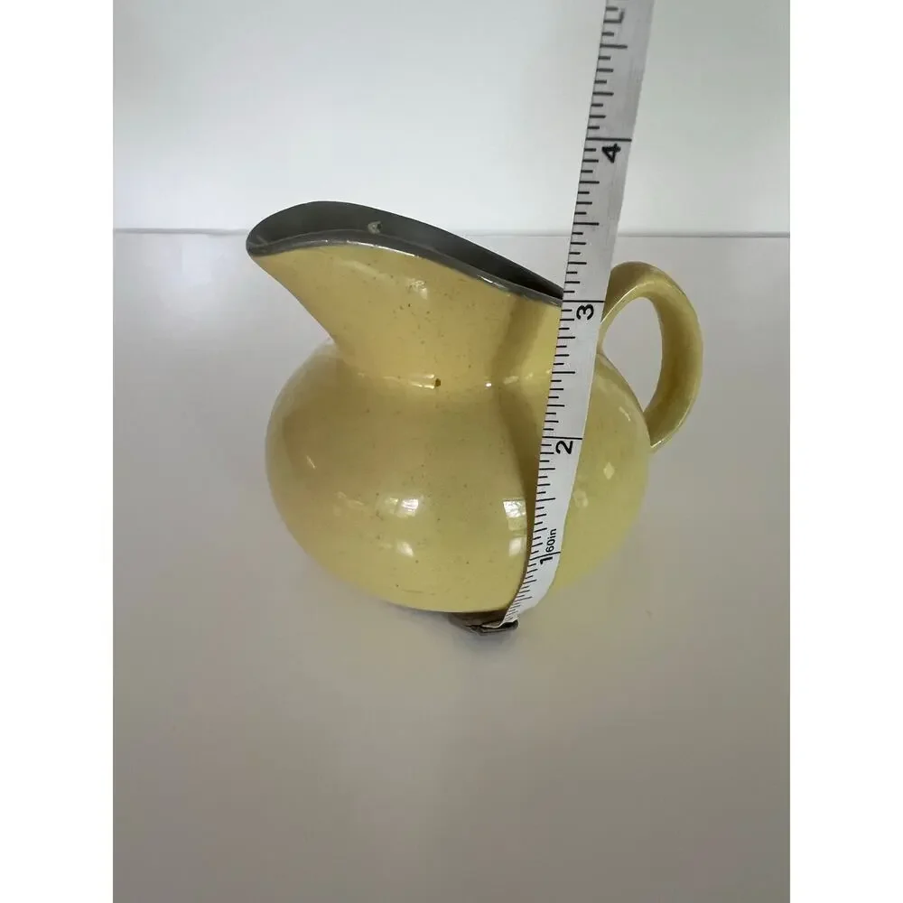 Vintage Mid-century Harkerware Creamer Pot USA Golden Dawn Yellow and Blue JL